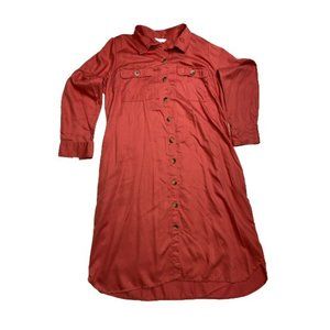 Time And True Women's Red Coral Shirt Dress Size XXL / 20